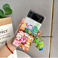 American Green Monster 3D Toys Hinge Protect with Charm Clear Phone Case for Samsung Galaxy Z Flip 3 and Z Flip 4 (5G)