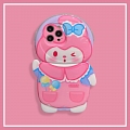 Japanese Rosa Hase 3D Animals Weich Telefon Case for iPhone XR XsMax 11 12 13 14 Plus Pro Max se3 Cosplay