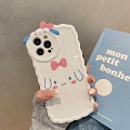 Japanese Blanc Chien Animals Rose Ribbon Téléphone Case for iPhone XR XsMax 11 12 13 14 Plus Pro Max Cosplay