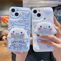 Japanese Blanc Chien 3D Animals Holder bleu Téléphone Case for iPhone X XS XR XsMax 11 12 13 14 Plus Pro Max Cosplay