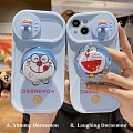 Japanese Azul Gato 3D Animals Glitters Holder Camera Protect Teléfono Case for iPhone X XS XR XsMax 11 12 13 14 Plus Pro Max Cosplay
