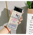 Japanese Negro Gato 3D Glitters Clear Teléfono Case for Samsung Galaxy Z Flip 3 Cosplay (5G)
