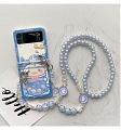 Azul Duck Animals Clear with Hinge Protect with Chain Teléfono Case for Samsung Galaxy Z Flip 3 y Z Flip 4 Cosplay (5G)