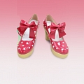 Cosplay Lolita Red White Dots Ribbon Shoes (477)